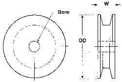 Poly Hi Solidur - 1/2" Bore, 11.35" Outside Diam, Finished Bore V-Belt Sheave - 1" Wide - All Tool & Supply