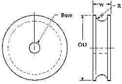 Poly Hi Solidur - 1/2" Bore, 10" Outside Diam, Finished Bore Round Belt Pulley - 3/4" Wide - All Tool & Supply