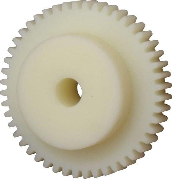 Poly Hi Solidur - 16 Pitch, 3" Pitch Diam, 48 Tooth Spur Gear - 1/2" Face Width, 1/2" Bore Diam, 2" Hub Diam, Nylon - All Tool & Supply