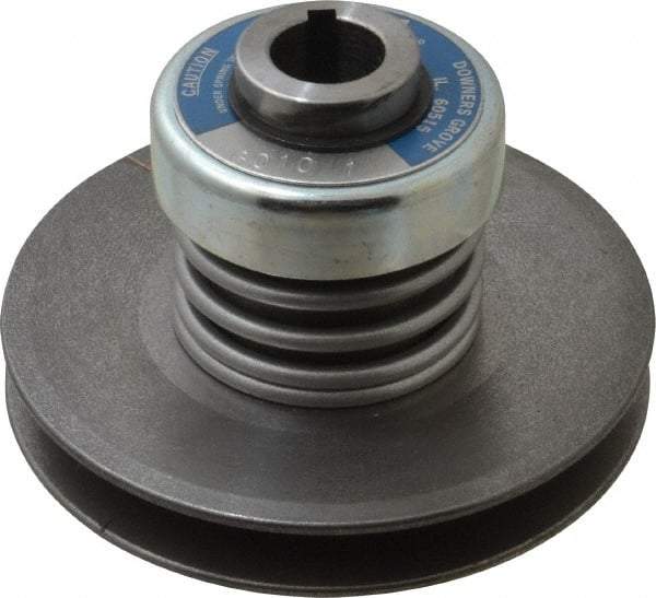 Lovejoy - 2.69" Min Pitch, 4.13" Long, 5.65" Max Diam, Spring Loaded Variable Speed Pulley - 6" Outside Diam, 1" Inside Diam, 1 Hp at 1750 RPM, 3/4 Hp at 1150 RPM - All Tool & Supply