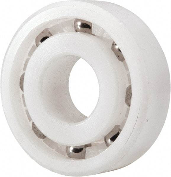 Made in USA - 10mm Bore Diam, 26mm OD, Open Plastic Race Radial Ball Bearing - 8mm Wide, 1 Row, Round Bore, 33 Lb Static Capacity, 42 Lb Dynamic Capacity - All Tool & Supply