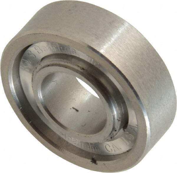 Made in USA - 3/8" Bore Diam, 7/8" OD, Open Precision Ground Radial Ball Bearing - 9/32" Wide, 1 Row, Round Bore, 99 Lb Static Capacity, 126 Lb Dynamic Capacity - All Tool & Supply