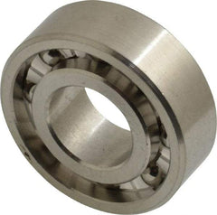 Made in USA - 1/2" Bore Diam, 1-1/8" OD, Open Precision Ground Radial Ball Bearing - 3/8" Wide, 1 Row, Round Bore, 129 Lb Static Capacity, 165 Lb Dynamic Capacity - All Tool & Supply