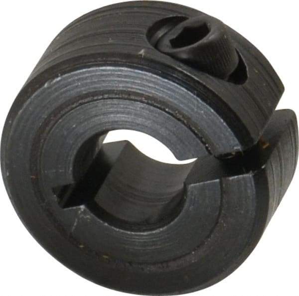 Climax Metal Products - 1/4" Bore, Steel, One Piece Clamp Collar - 11/16" Outside Diam, 5/16" Wide - All Tool & Supply