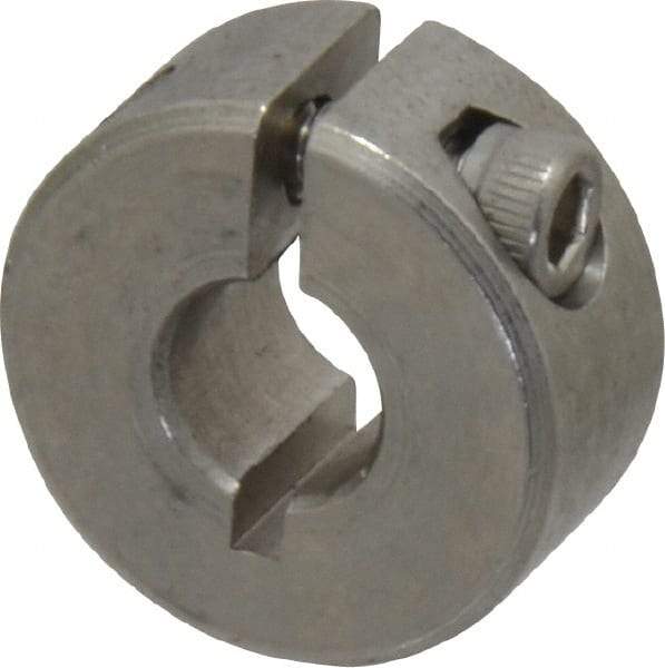 Climax Metal Products - 1/4" Bore, Stainless Steel, One Piece Clamp Collar - 11/16" Outside Diam, 5/16" Wide - All Tool & Supply