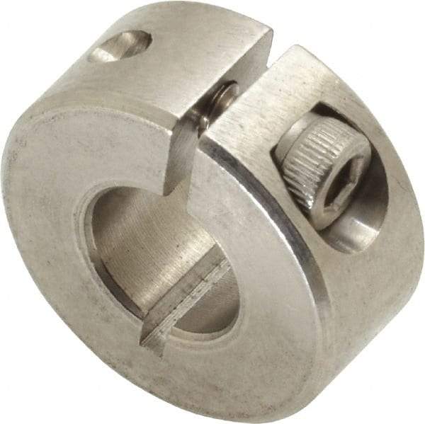 Climax Metal Products - 3/8" Bore, Stainless Steel, One Piece Clamp Collar - 7/8" Outside Diam, 3/8" Wide - All Tool & Supply