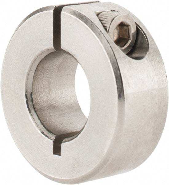 Climax Metal Products - 7/16" Bore, Stainless Steel, One Piece Clamp Collar - 15/16" Outside Diam, 3/8" Wide - All Tool & Supply