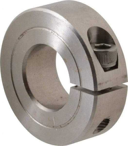 Climax Metal Products - 11/16" Bore, Stainless Steel, One Piece One Piece Split Shaft Collar - 1-1/2" Outside Diam, 1/2" Wide - All Tool & Supply