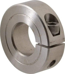 Climax Metal Products - 11/16" Bore, Stainless Steel, One Piece One Piece Split Shaft Collar - 1-1/2" Outside Diam, 1/2" Wide - All Tool & Supply