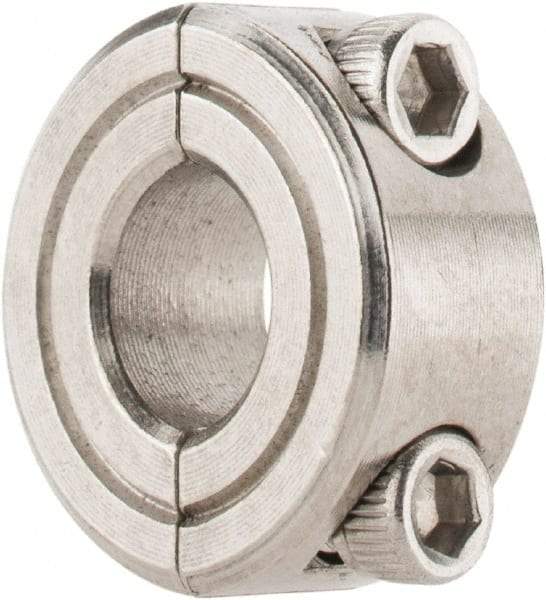 Climax Metal Products - 5/16" Bore, Stainless Steel, Two Piece Shaft Collar - 11/16" Outside Diam, 5/16" Wide - All Tool & Supply