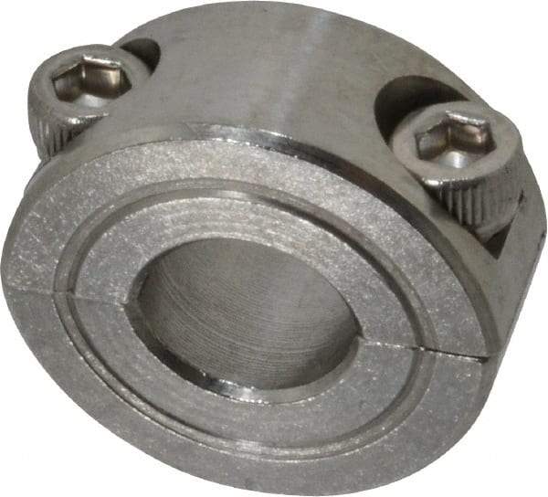 Climax Metal Products - 3/8" Bore, Stainless Steel, Two Piece Shaft Collar - 7/8" Outside Diam, 3/8" Wide - All Tool & Supply