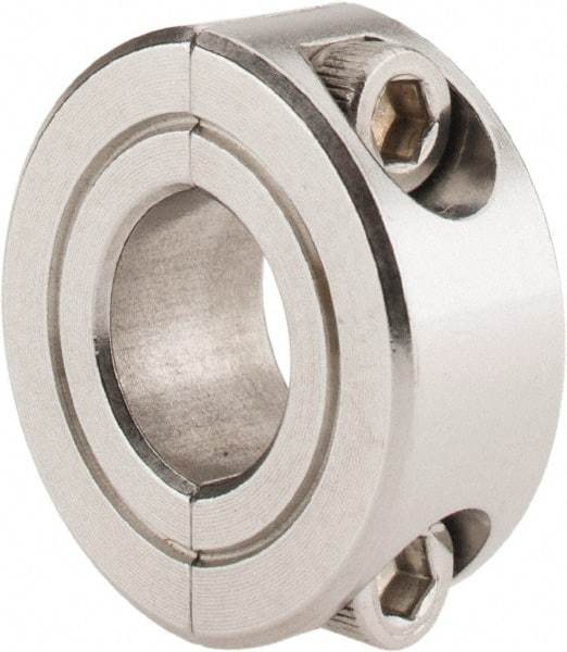 Climax Metal Products - 7/16" Bore, Stainless Steel, Two Piece Shaft Collar - 15/16" Outside Diam, 3/8" Wide - All Tool & Supply