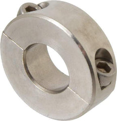 Climax Metal Products - 11/16" Bore, Stainless Steel, Two Piece Two Piece Split Shaft Collar - 1-1/2" Outside Diam, 1/2" Wide - All Tool & Supply