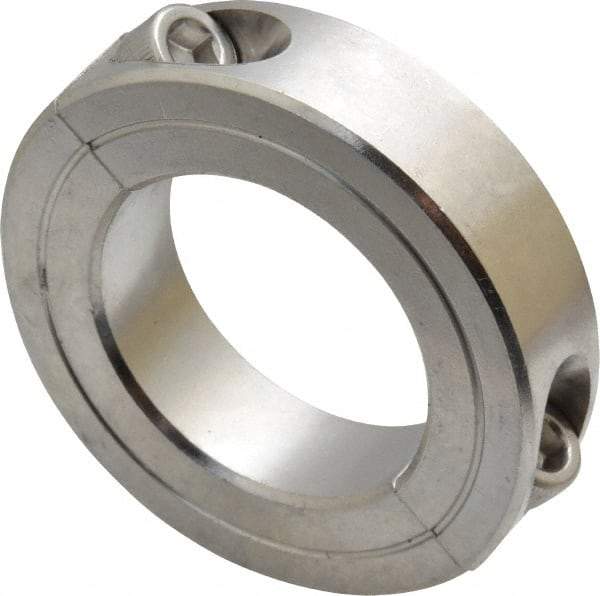 Climax Metal Products - 1-3/8" Bore, Stainless Steel, Two Piece Shaft Collar - 2-1/4" Outside Diam, 9/16" Wide - All Tool & Supply