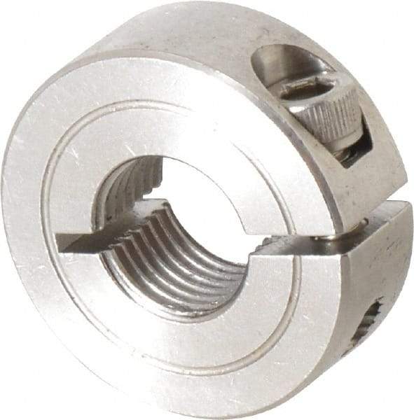 Climax Metal Products - 1/2-20 Thread, Stainless Steel, One Piece Threaded Shaft Collar - 1-1/8" Outside Diam, 13/32" Wide - All Tool & Supply