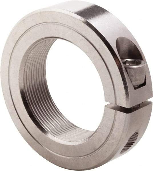 Climax Metal Products - 1-3/4-16 Thread, Stainless Steel, One Piece Threaded Shaft Collar - 2-3/4" Outside Diam, 11/16" Wide - All Tool & Supply