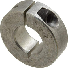 Climax Metal Products - 5/8" Bore, Aluminum, One Piece Clamp Collar - 1-5/16" Outside Diam, 7/16" Wide - All Tool & Supply