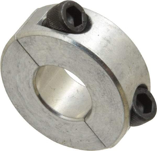 Climax Metal Products - 1/2" Bore, Aluminum, Two Piece Shaft Collar - 1-1/8" Outside Diam, 13/32" Wide - All Tool & Supply