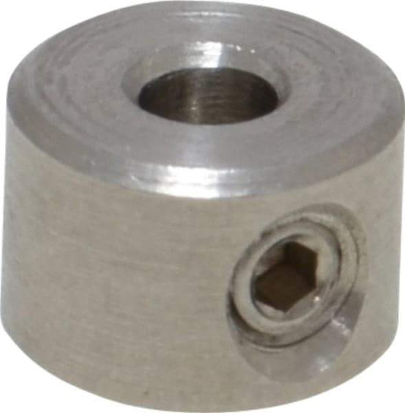 Climax Metal Products - 1/8" Bore, Stainless Steel, Set Screw Shaft Collar - 3/8" Outside Diam, 1/4" Wide - All Tool & Supply