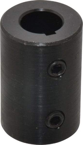 Climax Metal Products - 1/2" Inside x 1" Outside Diam, Mild Steel Set Screw Rigid Coupling with keyway - 1-1/2" Long x 1/8" Keyway Width x 1/16" Keyway Depth - All Tool & Supply