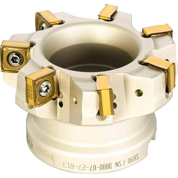 Iscar - 3" Cut Diam, 1" Arbor Hole, 0.354" Max Depth of Cut, 88° Indexable Chamfer & Angle Face Mill - 7 Inserts, OXMT 0507\xB6S890 SNMU 1305 Insert, Right Hand Cut, 7 Flutes, Through Coolant, Series Helido - All Tool & Supply