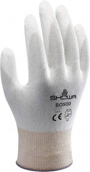 SHOWA - Size S (6) Polyurethane Coated Synthetic Blend General Protection Work Gloves - For General Purpose, Palm & Fingers Coated, Knit Wrist Cuff, Full Fingered, White, Paired - All Tool & Supply