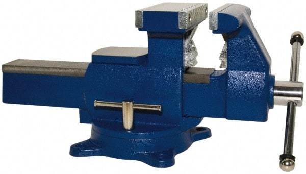 Yost Vises - 6-1/2" Jaw Width x 11" (Reversed), 7" (Regular) Jaw Opening Capacity, 3" (Reversed), 4" (Regular) Throat Depth, Bench & Pipe Combination Vise - 1/8 to 3-1/2" Pipe Capacity, Swivel Base, Bolt Down Attachment, Ductile Iron - All Tool & Supply