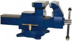 Yost Vises - 8" Jaw Width x 8-1/2" Jaw Opening Capacity, 4-3/4" (Regular) Throat Depth, Bench & Pipe Combination Vise - 1/8 to 4-1/2" Pipe Capacity, Swivel Base, Bolt Down Attachment, Ductile Iron - All Tool & Supply