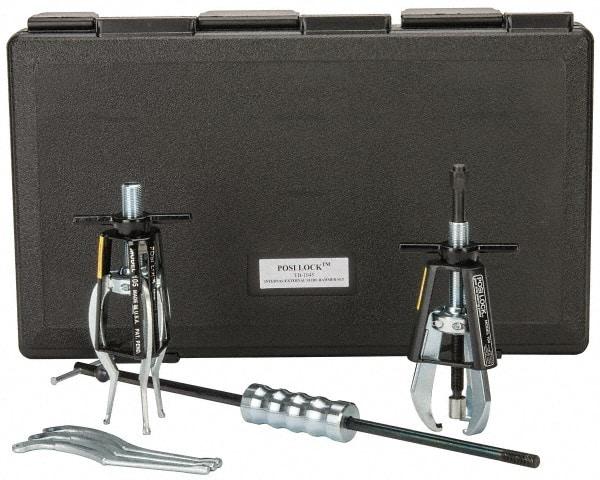 Posi Lock Puller - 5 Piece, 5 Ton Capacity, 1/2 to 5" Spread, Slide Hammer Set - 3 Jaws, 4" Reach - All Tool & Supply