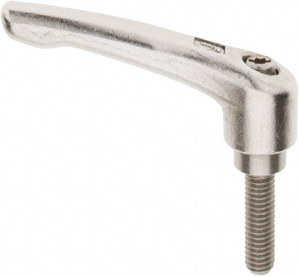 KIPP - 5/16-18, 17/32" Hub Diam, Stainless Steel Threaded Stud Adjustable Clamping Handle - 30mm Stud Length, 74.5mm OAL, 42.5mm High - All Tool & Supply