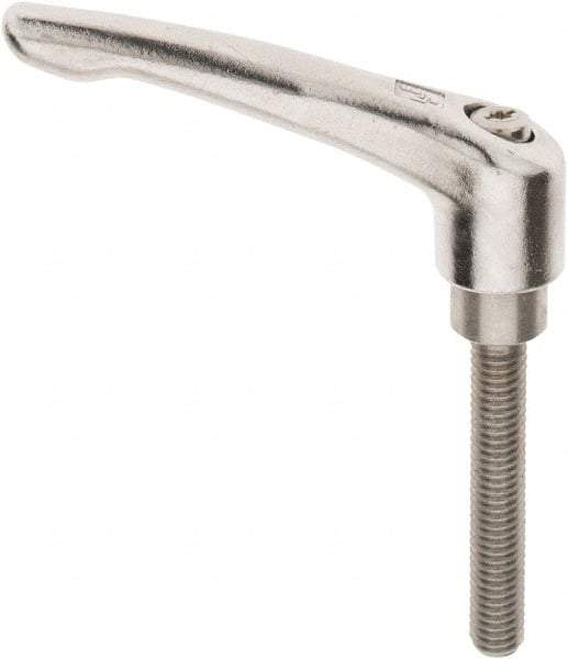 KIPP - 3/8-16, 16mm Hub Diam, Stainless Steel Threaded Stud Adjustable Clamping Handle - 60mm Stud Length, 91mm OAL, 54.5mm High - All Tool & Supply