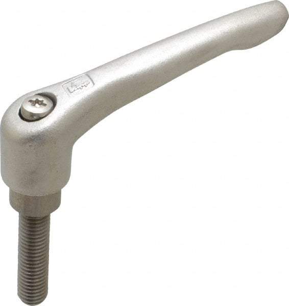 KIPP - M10 x 1.5, 16mm Hub Diam, Stainless Steel Threaded Stud Adjustable Clamping Handle - 40mm Stud Length, 91mm OAL, 54.5mm High - All Tool & Supply