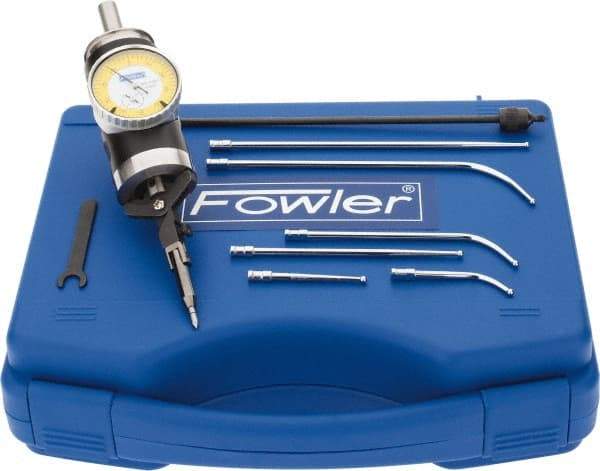 Fowler - 7 Piece, 0" to 1/4" Measuring Range, 1.6" Dial Diam, 0-50 Dial Reading, White Dial Test Indicator Kit - 0.0005" Dial Graduation - All Tool & Supply