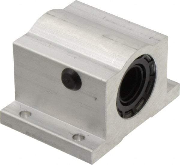 Thomson Industries - 5/8" Inside Diam, 620/1240 Lbs. Dynamic Capacity, Closed Single Pillow Block Linear Bearing - 1.63" Overall Height x 2-1/2" Overall Width - All Tool & Supply