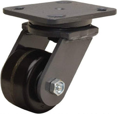 Hamilton - 3-1/4" Diam x 2" Wide x 5-1/4" OAH Top Plate Mount Swivel Caster - Phenolic, 700 Lb Capacity, Straight Roller Bearing, 4 x 5" Plate - All Tool & Supply