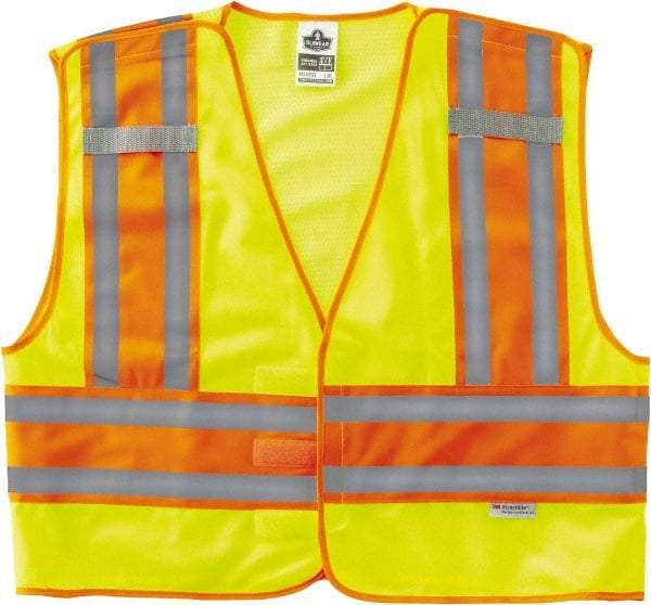 Ergodyne - Size 6X/7XL High Visibility Lime Mesh/Solid Public Safety Vest - 64 to 70" Chest, ANSI/ISEA 107, Hook & Loop Closure, 1 Pocket, Polyester - All Tool & Supply