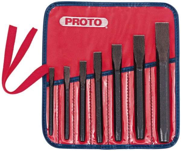 Proto - 7 Piece Cold Chisel Set - 10-11/16" OAL, Steel, Sizes Included 5/16 to 7/8" - All Tool & Supply