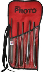 Proto - 5 Piece, 5/32 to 5/16", Pin Punch Set - Hex Shank, Steel, Comes in Tool Roll - All Tool & Supply