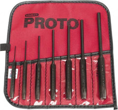 Proto - 7 Piece, 1/16 to 1/4", Pin Punch Set - Hex Shank, Steel, Comes in Tool Roll - All Tool & Supply