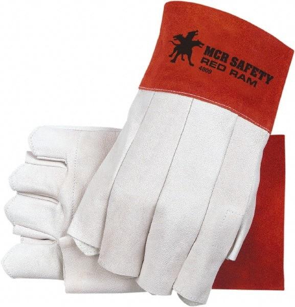 MCR Safety - Size XL General Protection Work Gloves - For Work & Driver, Uncoated, Knit Wrist Cuff, White/Red, Paired - All Tool & Supply