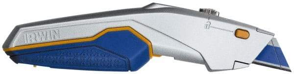 Irwin - Retractable Utility Knife - 5-3/4" Blade, Blue, Yellow & Silver ProTouch Handle, 10 Blades Included - All Tool & Supply