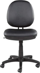 ALERA - 18-3/4 to 23-1/2" High Task Chair - 19" Wide x 25-3/4" Deep, Leather Seat, Black - All Tool & Supply