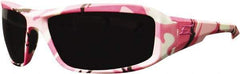 Edge Eyewear - Smoke Lenses, Framed Safety Glasses - Scratch Resistant, White, Pink, Black Nylon Frame, Size Universal, Wrap Around - All Tool & Supply