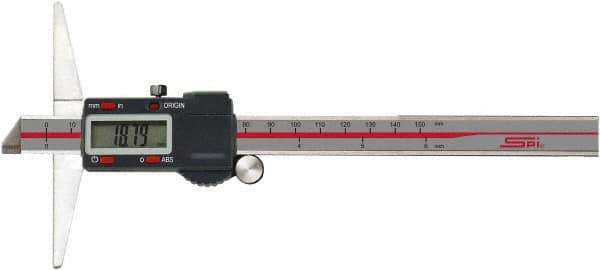 SPI - 0" to 12" Electronic Depth Gage - 0.0015" Accuracy, 0.0005" Resolution, 6" Base Length - All Tool & Supply