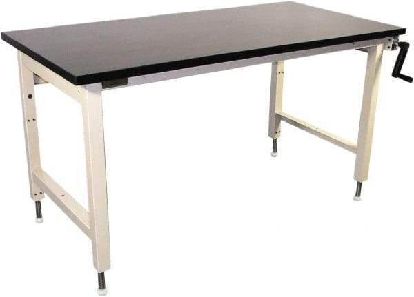 Proline - 72 Wide x 30" Deep x 42" High, Chem-Guard Workbench - Adjustable Height Legs, Beige - All Tool & Supply