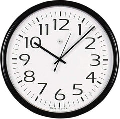 UNIVERSAL - 12 Inch Diameter, White Face, Dial Wall Clock - Analog Display, Black Case, Runs on AA Battery - All Tool & Supply