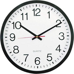 UNIVERSAL - 11-1/2 Inch Diameter, White Face, Dial Wall Clock - Analog Display, Black Case, Runs on AA Battery - All Tool & Supply