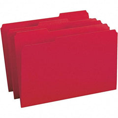 SMEAD - 14-5/8 x 9-1/2", Legal, Red, File Folders with Top Tab - 11 Point Stock, Assorted Tab Cut Location - All Tool & Supply