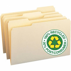 SMEAD - 14-5/8 x 9-1/2", Legal, Manila, File Folders with Top Tab - 11 Point Stock, Assorted Tab Cut Location - All Tool & Supply