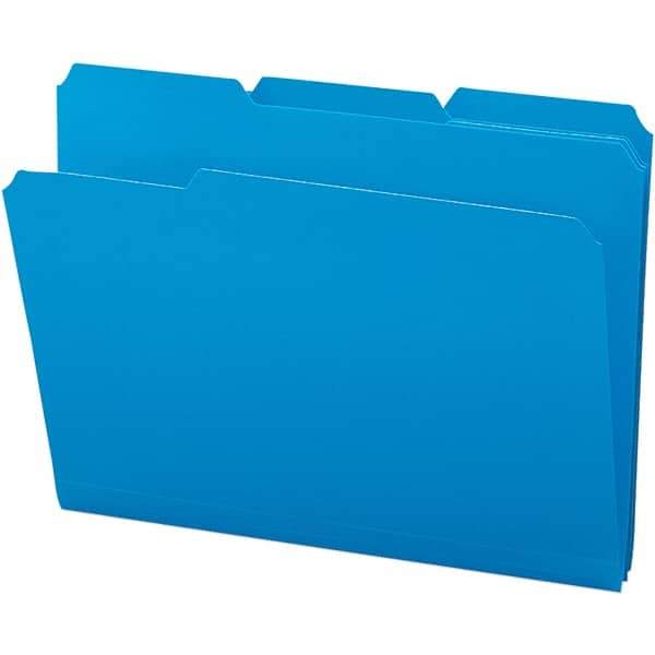 SMEAD - 11-5/8 x 9-1/2", Letter Size, Blue, File Folders with Top Tab - Assorted Tab Cut Location - All Tool & Supply